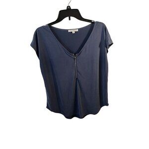blue short sleeve zip tops size L